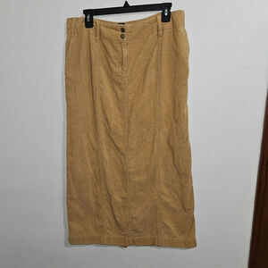 Vintage Y2K Jones New York Tan Corduroy Low Rise Midi Skirt. Size 10.